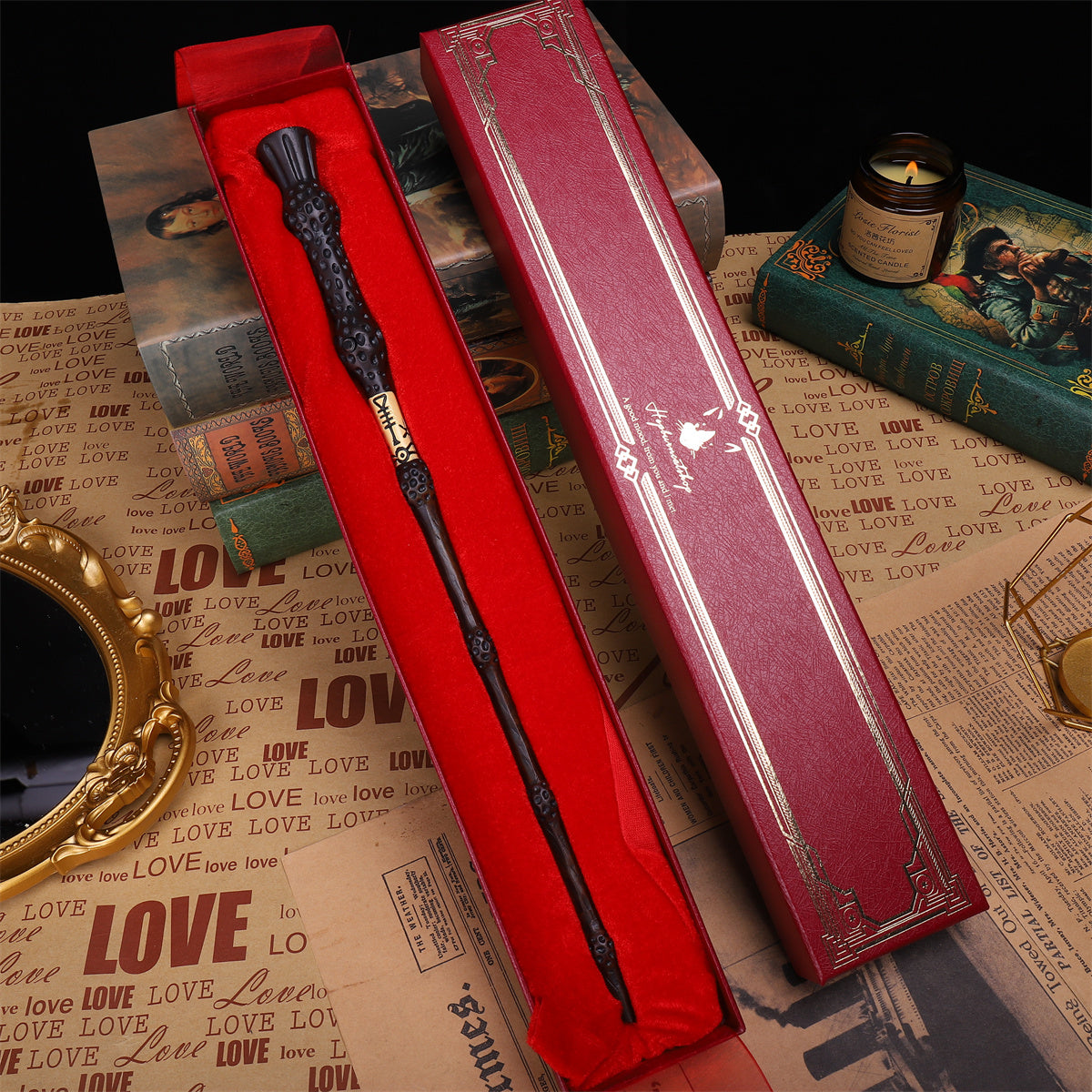 The Noble Collection – Baguette De Professeur Dumbledore (40 Cm) Dans Sa Boîte Ollivander – Réplique Officielle Harry Potter, Peinte à La Main
