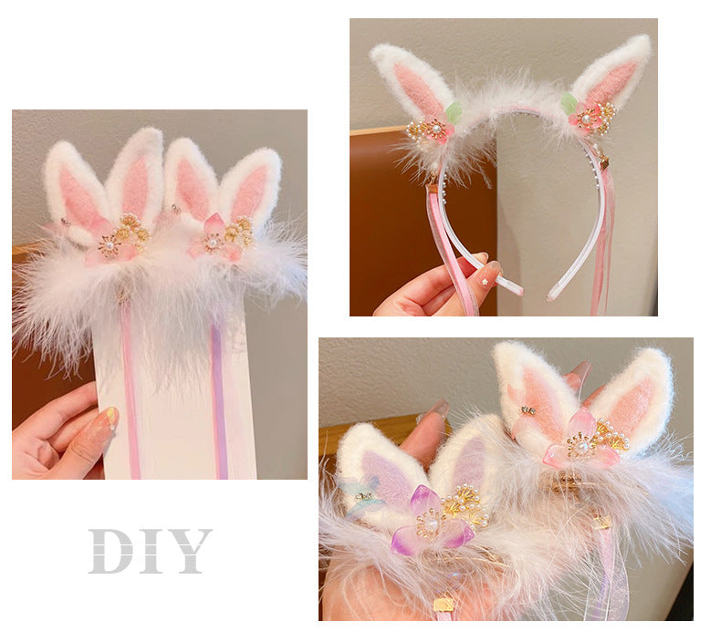 DIY Luxury fluffy bunny Ear Hand Made Wholesle