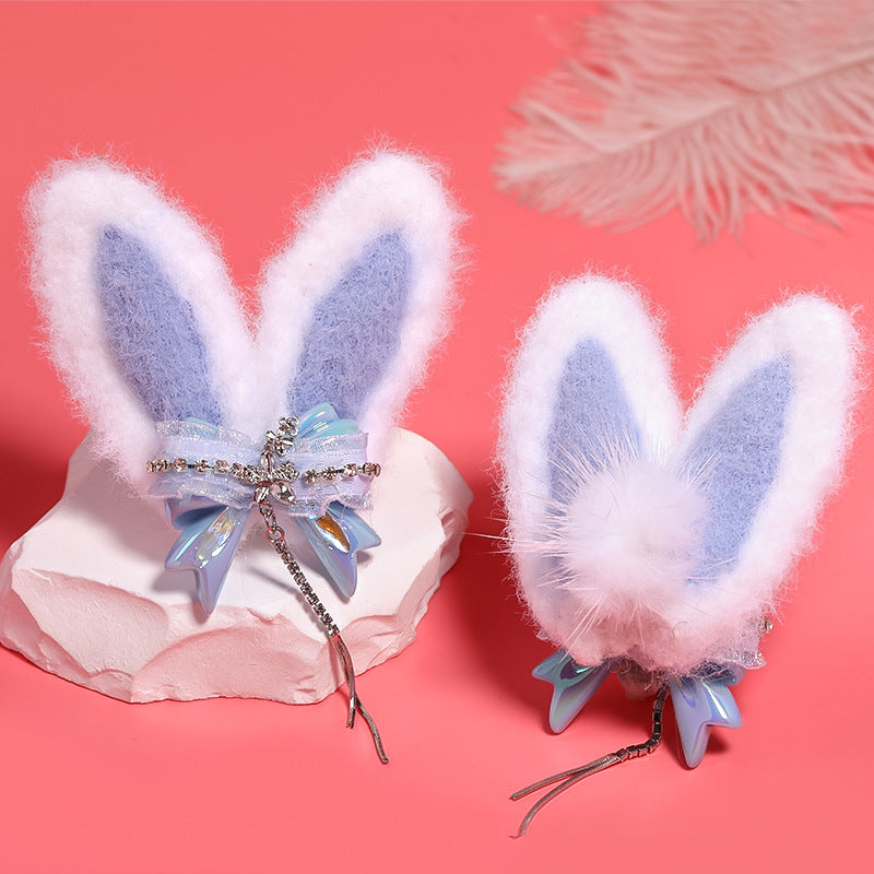 DIY Luxury fluffy bunny Ear Hand Made Wholesle