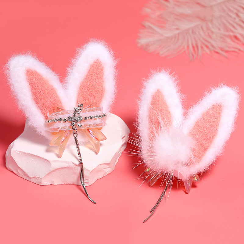 DIY Luxury fluffy bunny Ear Hand Made Wholesle