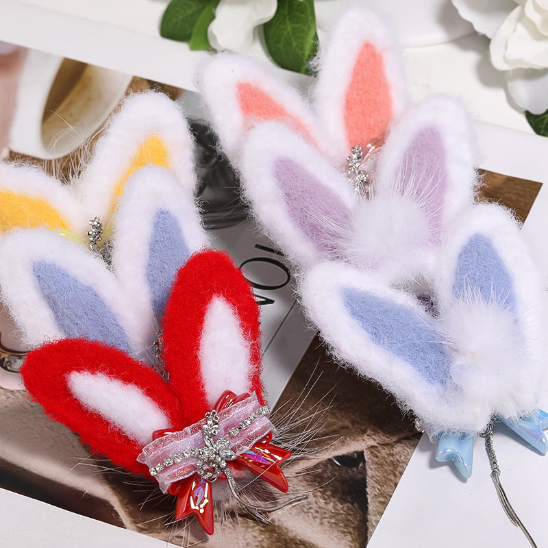 DIY Luxury fluffy bunny Ear Hand Made Wholesle