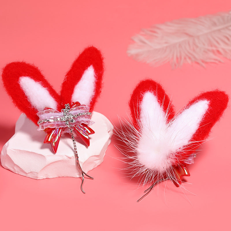 DIY Luxury fluffy bunny Ear Hand Made Wholesle